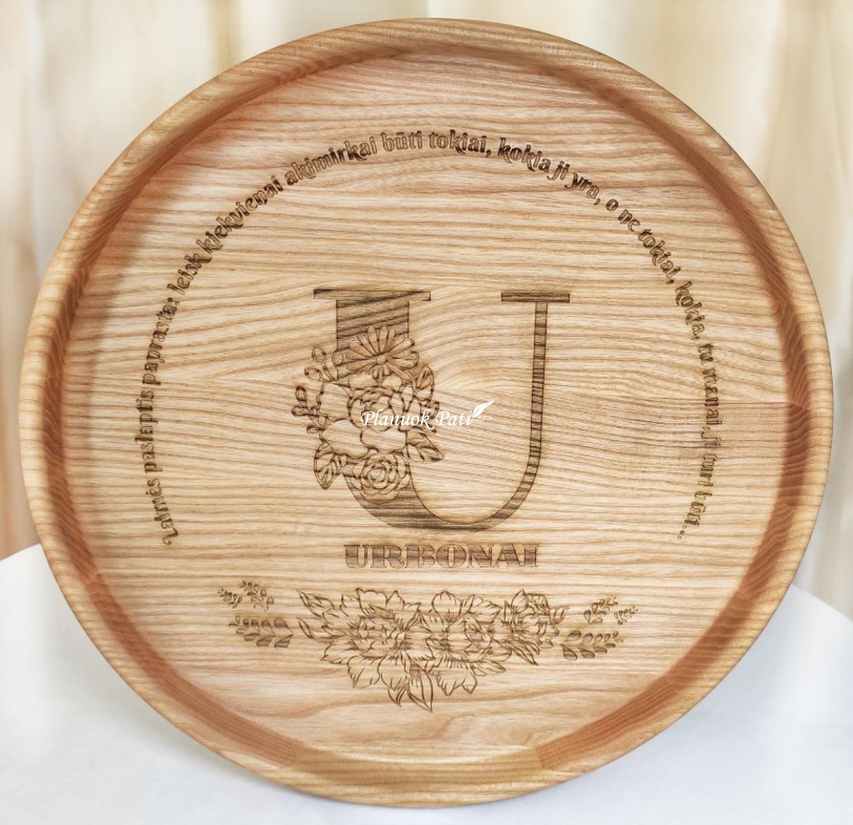 Medinis padėklas su krašteliu 30cm