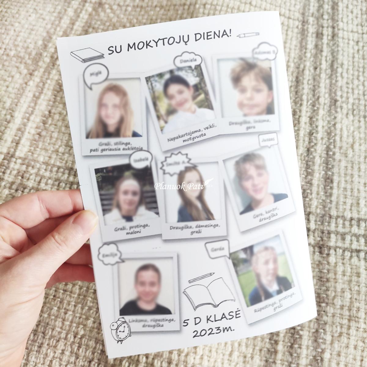 Personalizuotas atvirukas mokytojai nuo klasės