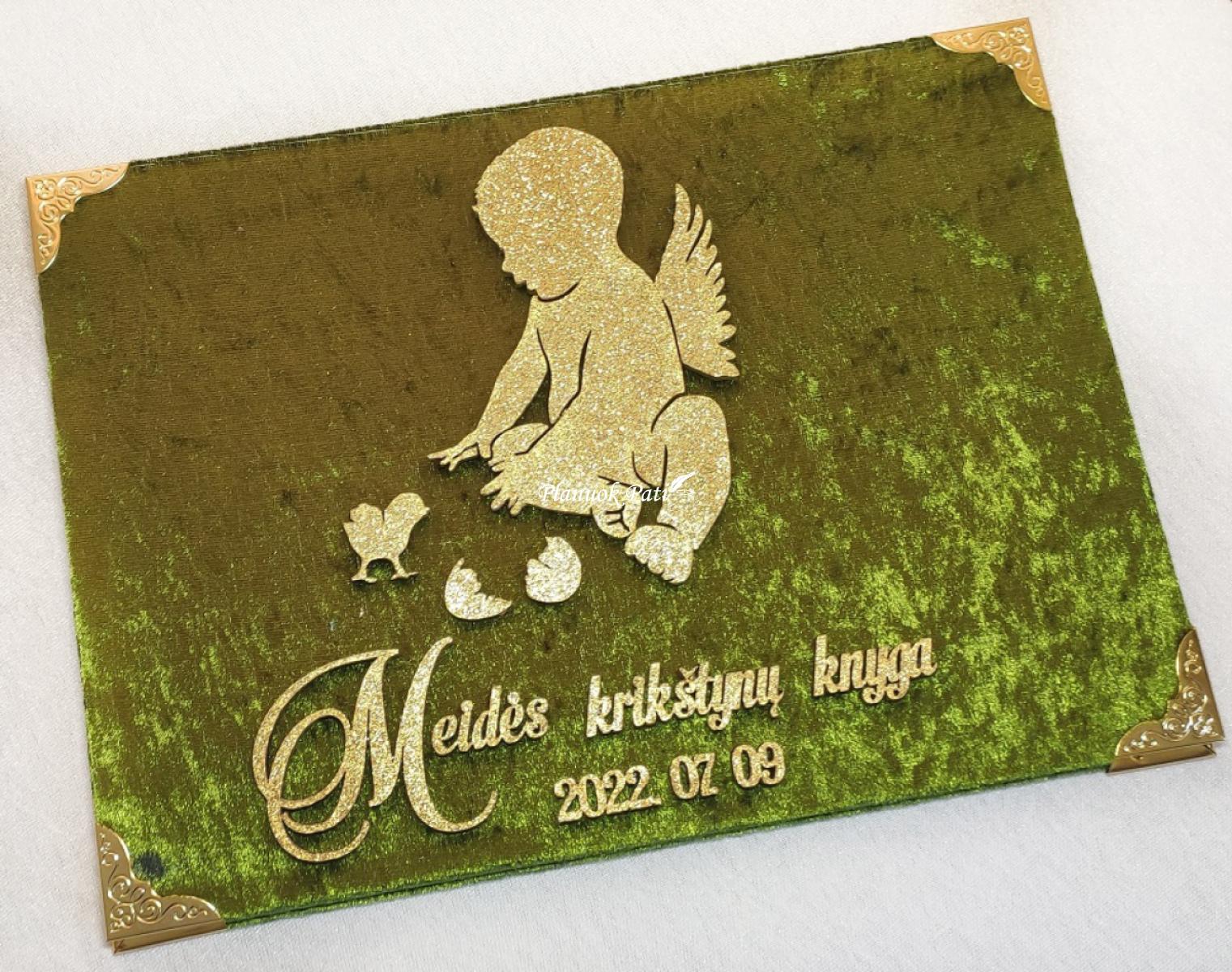 Palinkėjimų knyga krikštynoms Angelėlis su paukšteliu