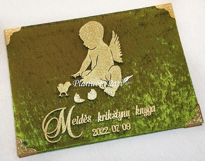 Palinkėjimų knyga krikštynoms Angelėlis su paukšteliu