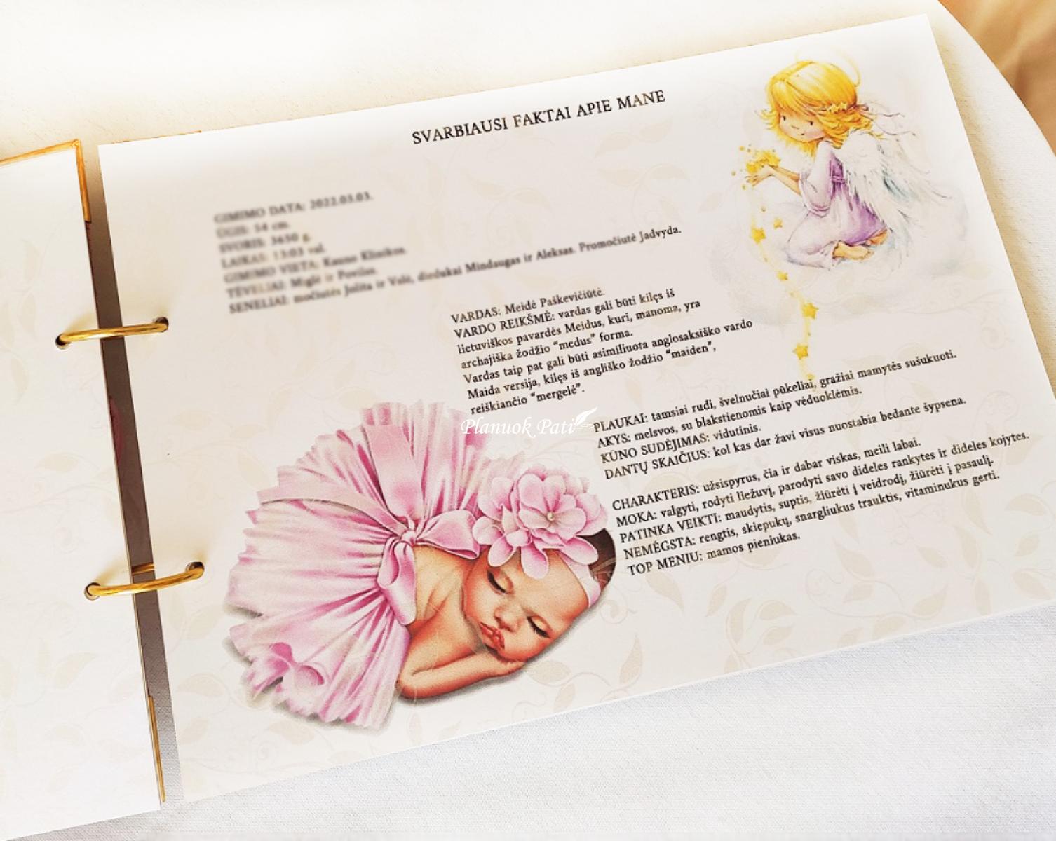 Palinkėjimų knyga krikštynoms Angelėlis su paukšteliu