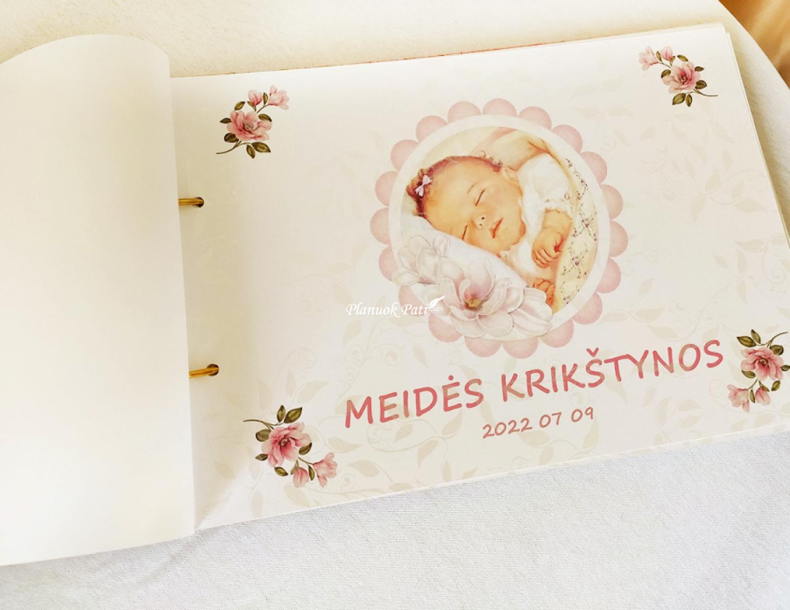 Palinkėjimų knyga krikštynoms Angelėlis su paukšteliu
