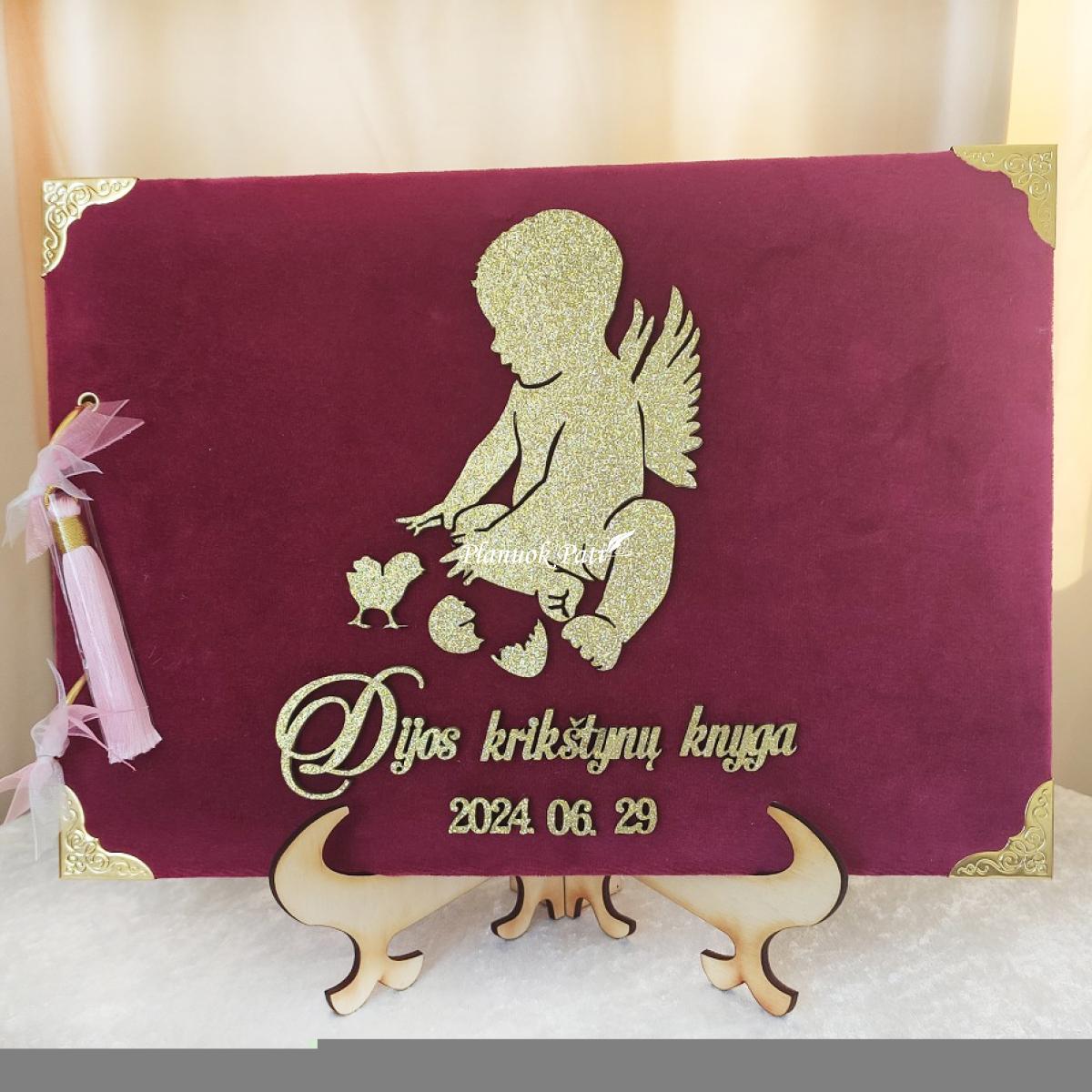 Palinkėjimų knyga krikštynoms Angelėlis su paukšteliu