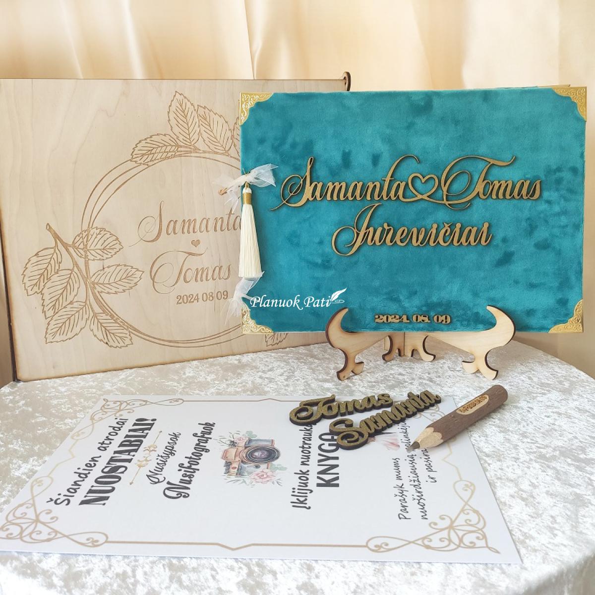 Vestuvių palinkėjimų knyga su personalizuotu užrašu