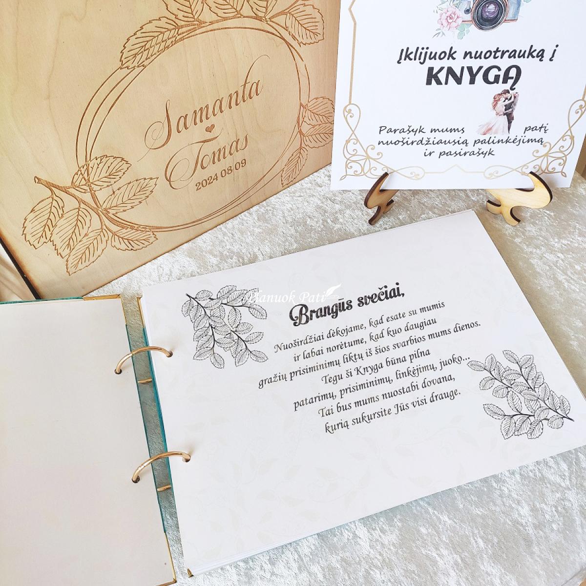 Vestuvių palinkėjimų knyga su personalizuotu užrašu