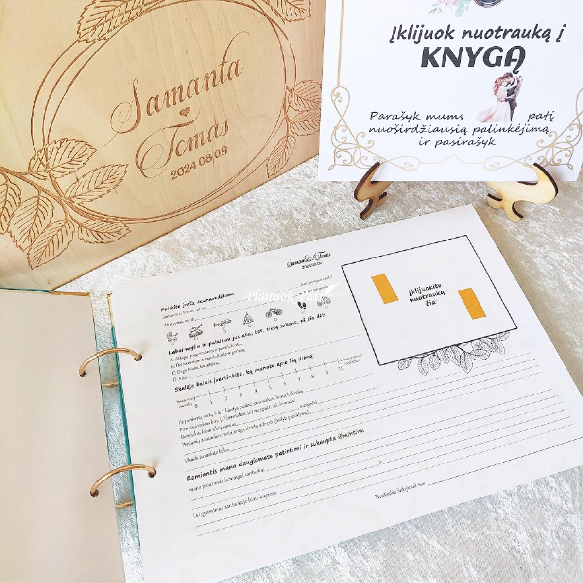 Vestuvių palinkėjimų knyga su personalizuotu užrašu