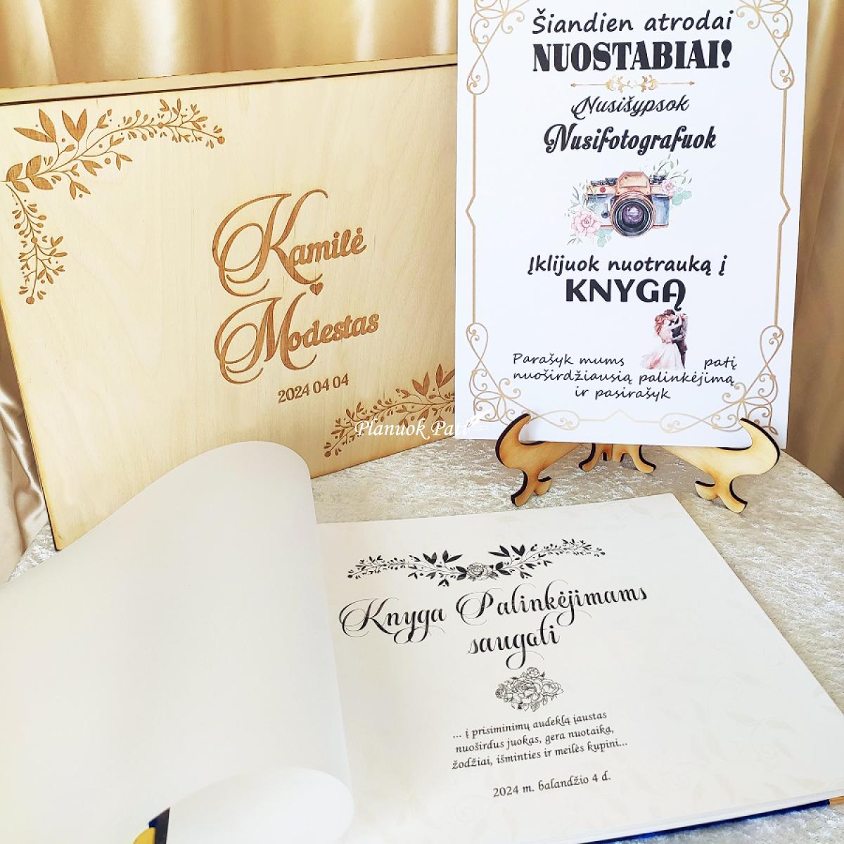 Vestuvių palinkėjimų knyga su personalizuotu užrašu