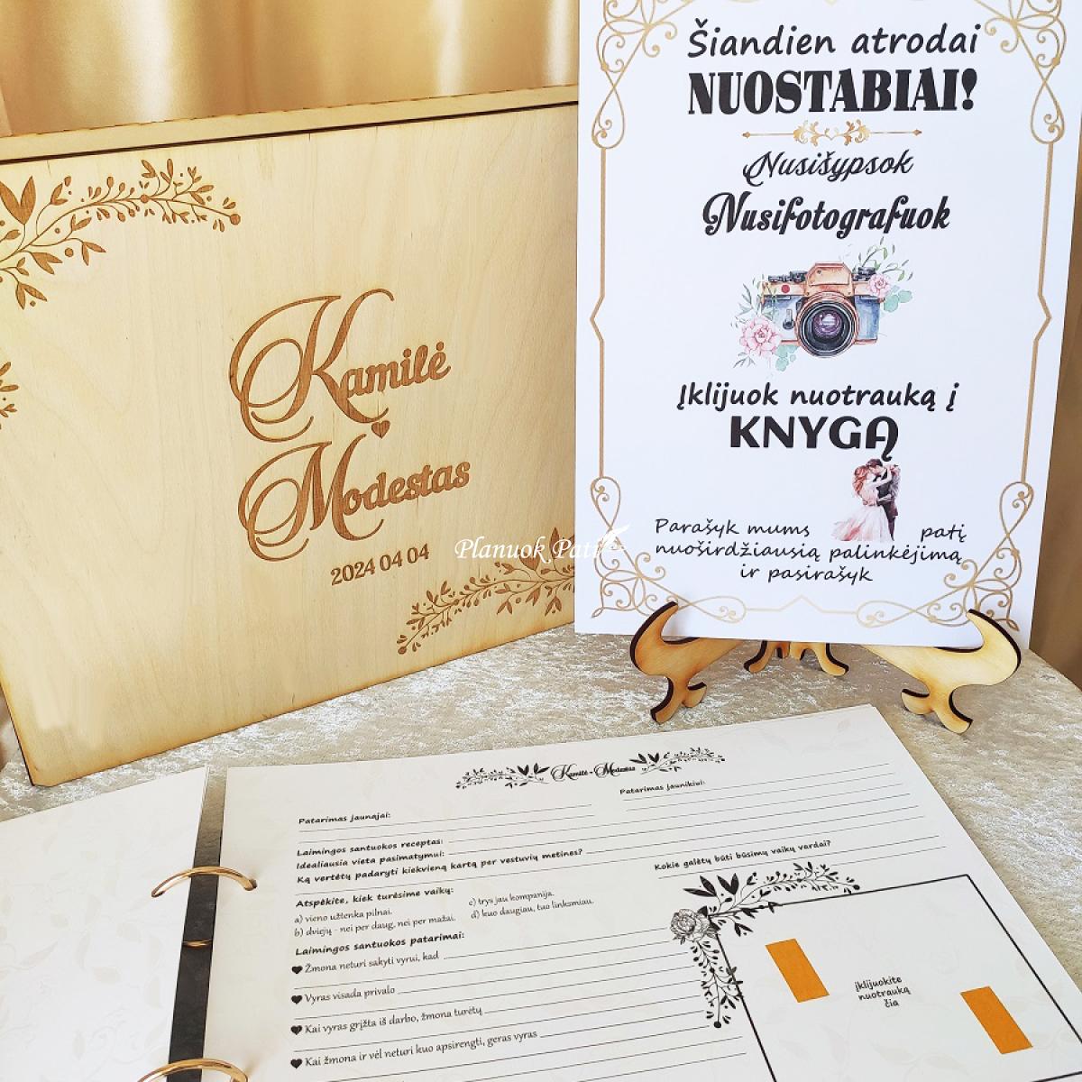 Vestuvių palinkėjimų knyga su personalizuotu užrašu