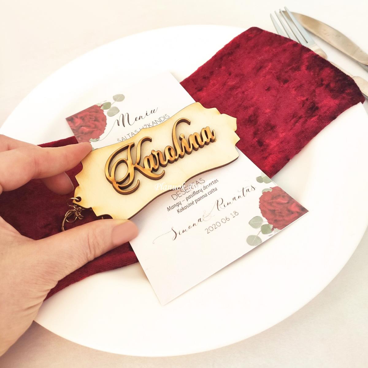 Svečio vardo kortelė su rakto pakabuku