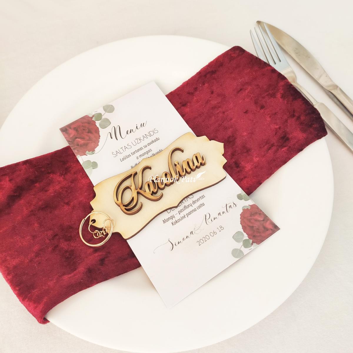 Svečio vardo kortelė su rakto pakabuku