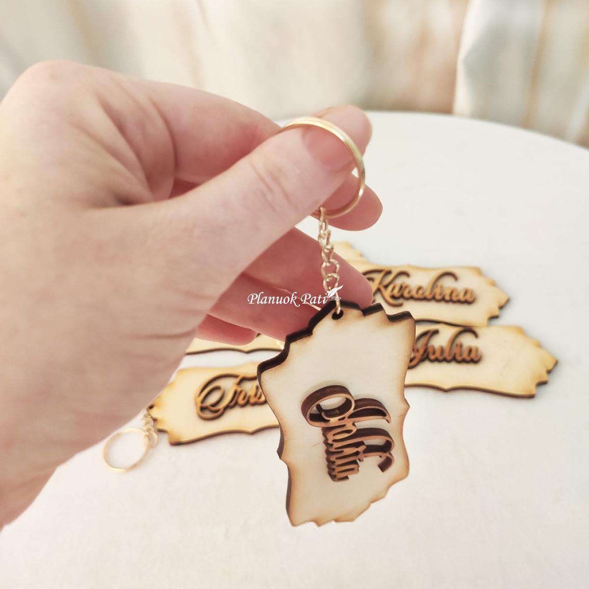 Svečio vardo kortelė su rakto pakabuku