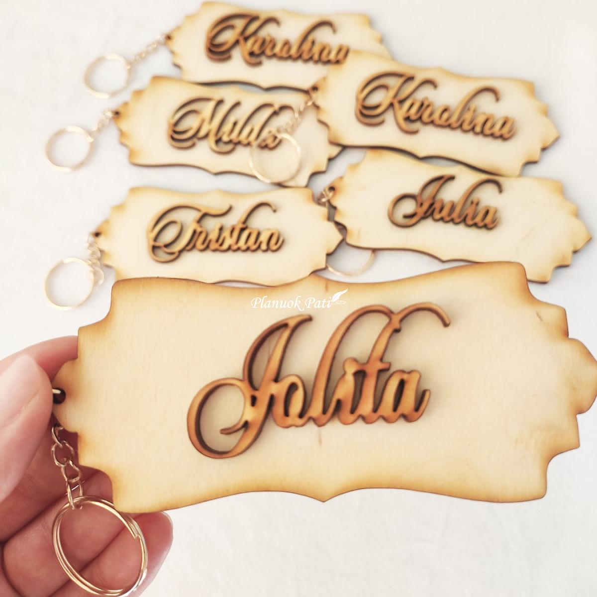 Svečio vardo kortelė su rakto pakabuku