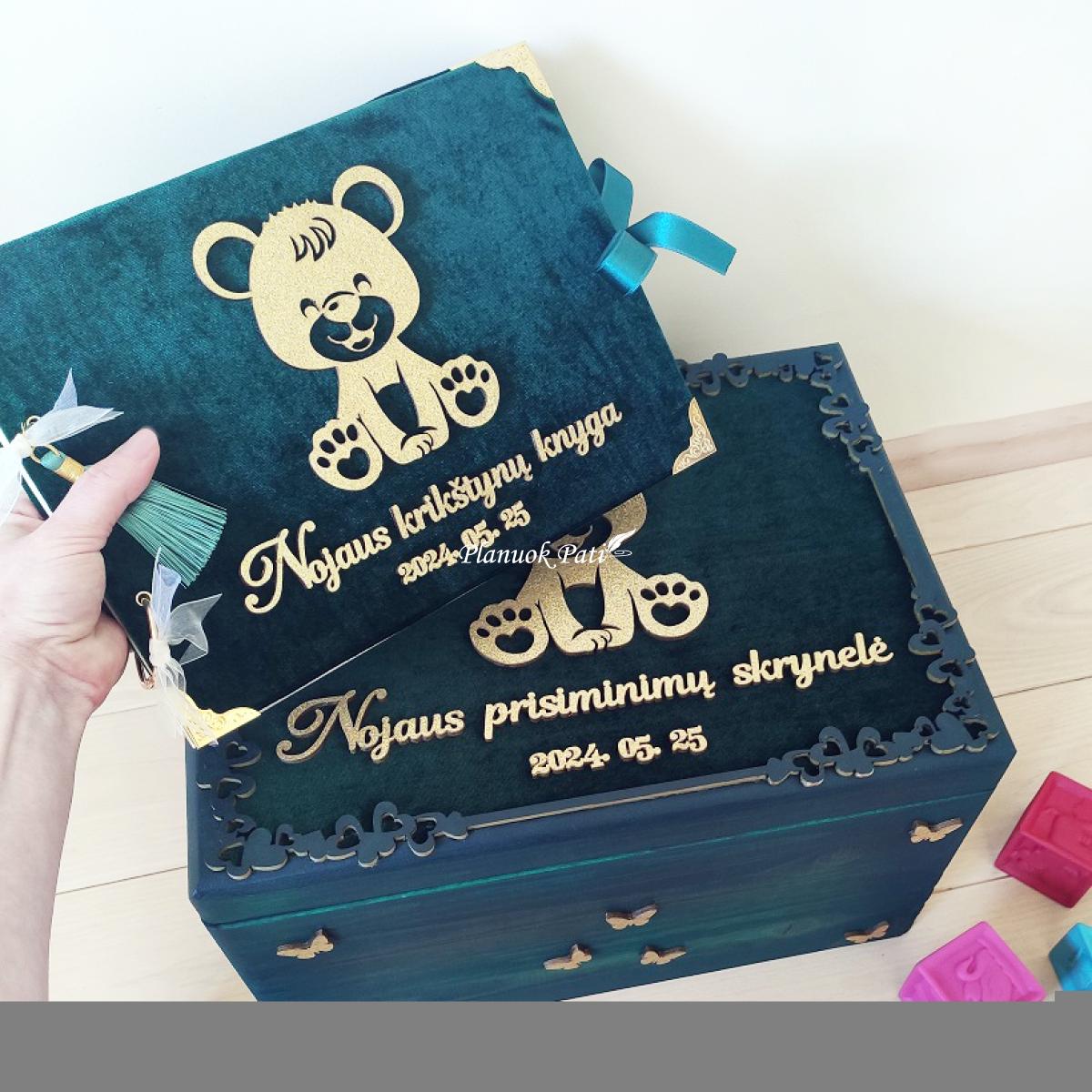 Krikštynų komplektas Meškutis (įvairios spalvos)