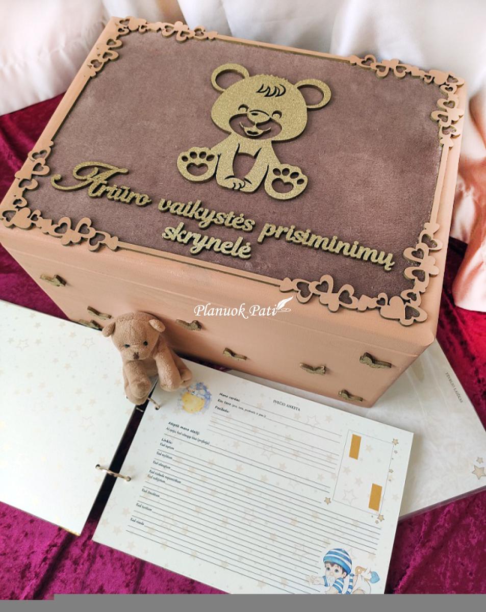 Krikštynų komplektas Meškutis (įvairios spalvos)