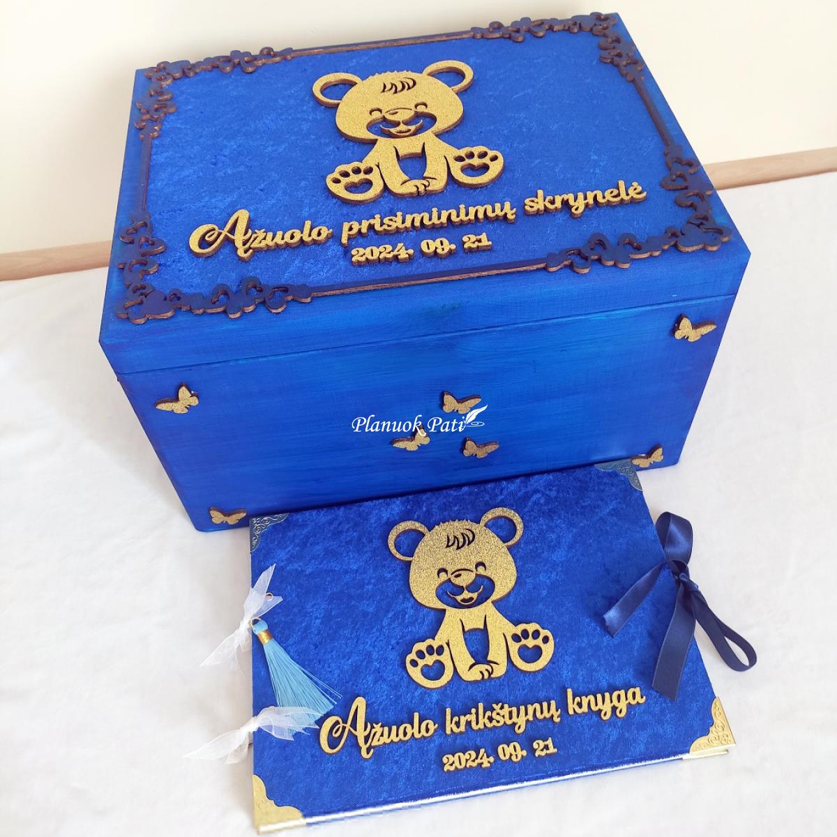 Krikštynų komplektas Meškutis (įvairios spalvos)