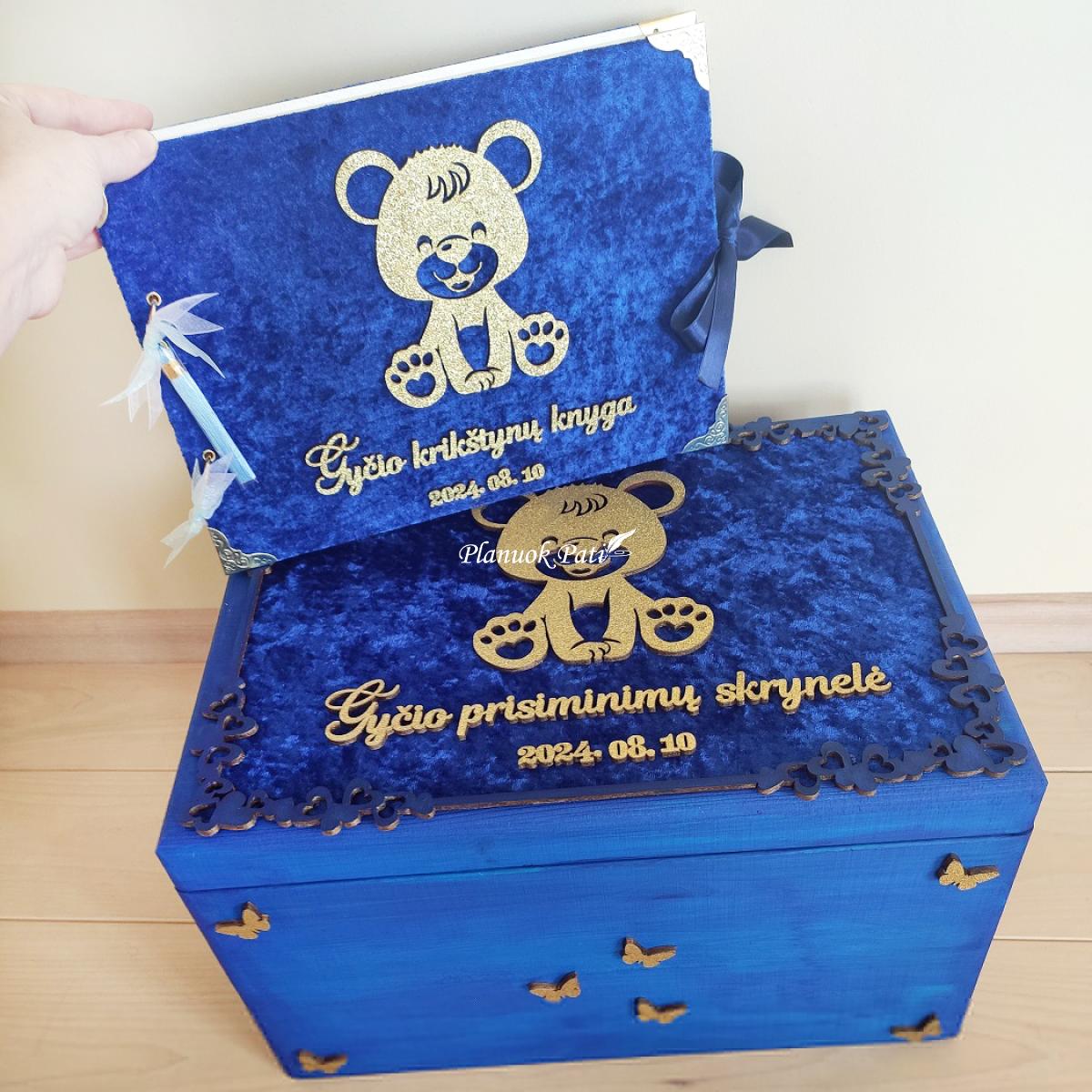 Krikštynų komplektas Meškutis (įvairios spalvos)