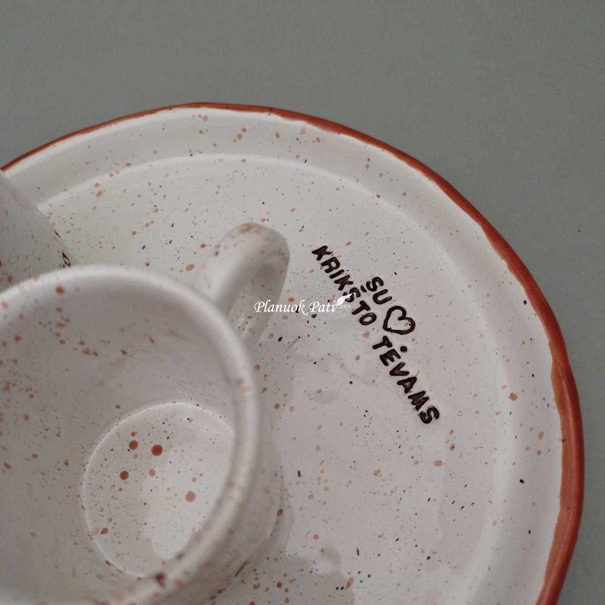 Dovana krikšto tėveliams - Lėkštė ir espresso puodeliai