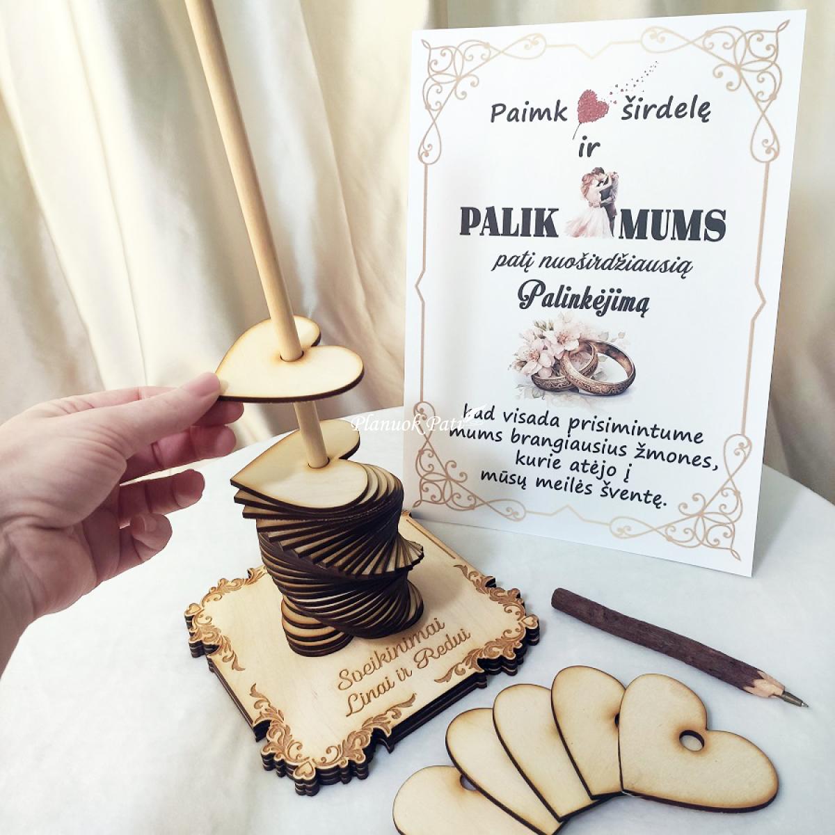 Palinkėjimų širdelės su stoveliu