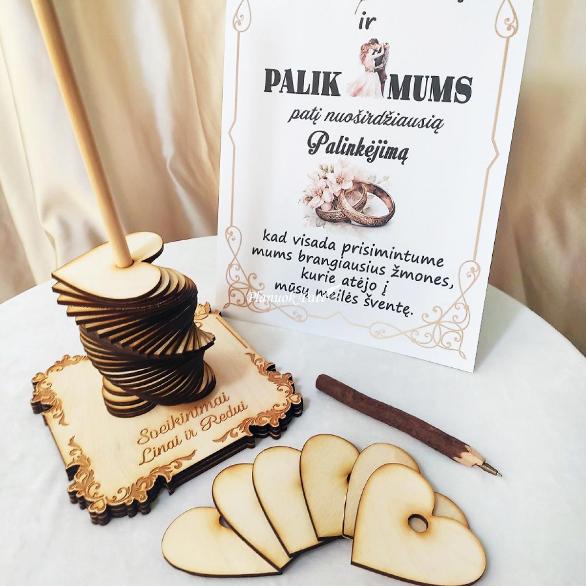 Palinkėjimų širdelės su stoveliu