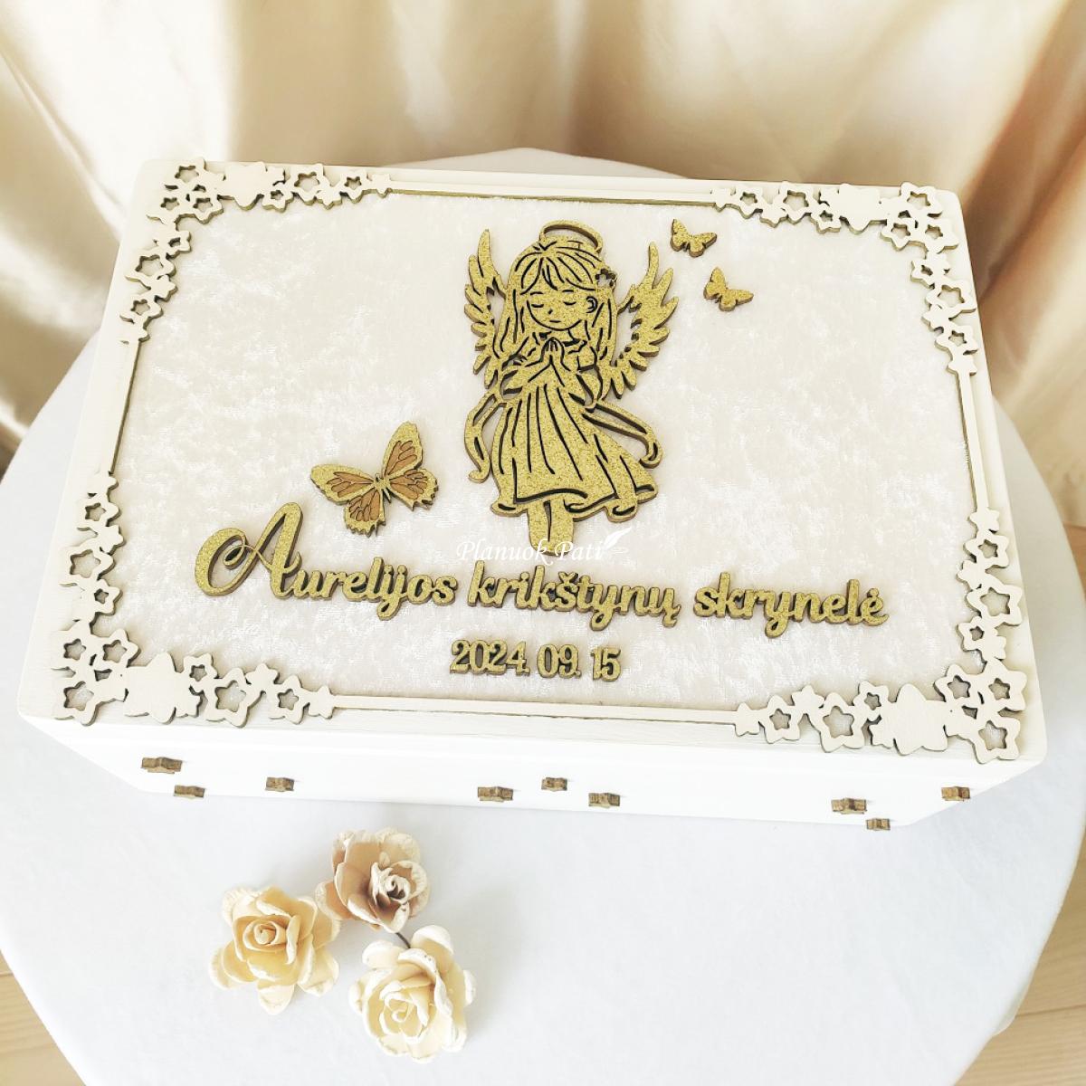 Krikštadėžė Mergaitė angelas (įvairios spalvos)