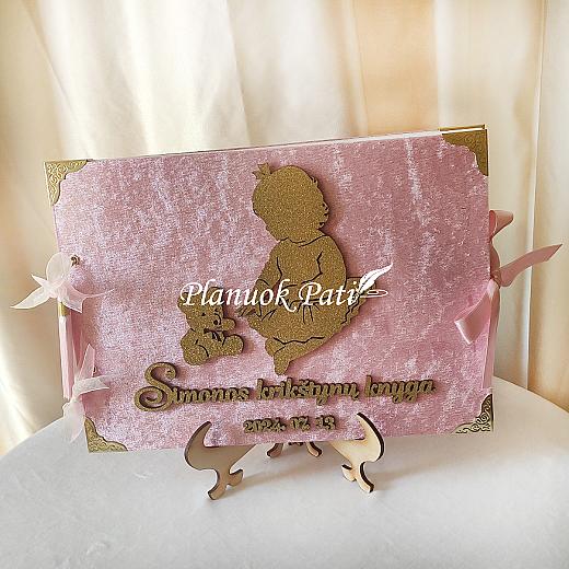 Krikštynų knyga Mergaitė su meškučiu (įvairios spalvos)