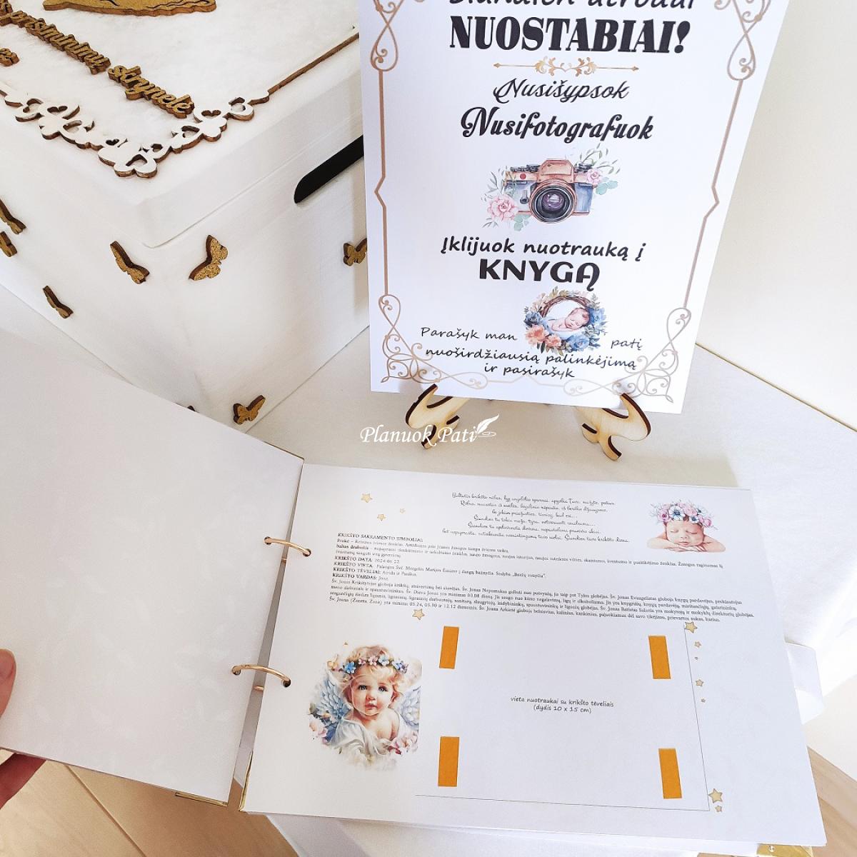 Krikštynų komplektas - krikštadėžė, albumas ir pakabėlė
