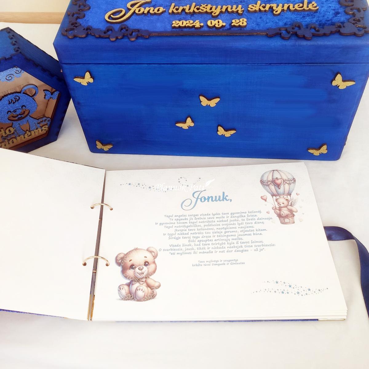 Krikštynų komplektas - krikštadėžė, knyga ir taupyklė