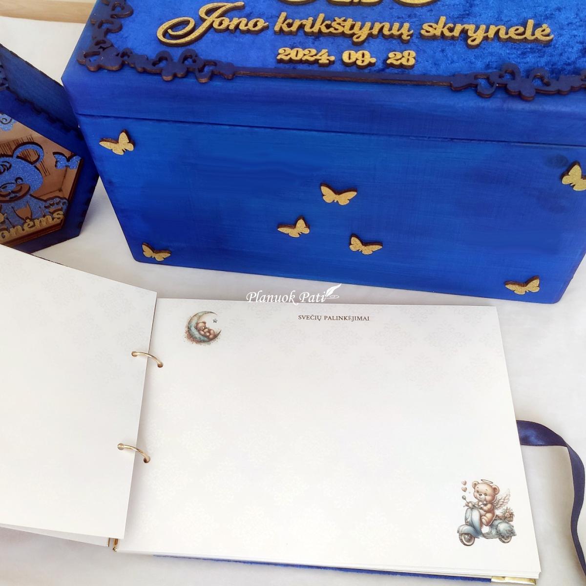 Krikštynų komplektas - krikštadėžė, knyga ir taupyklė