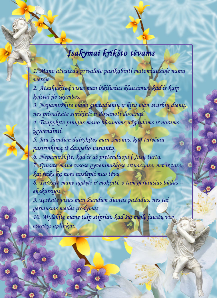 Krikšto vaiko įsakymai krikšto tėvams