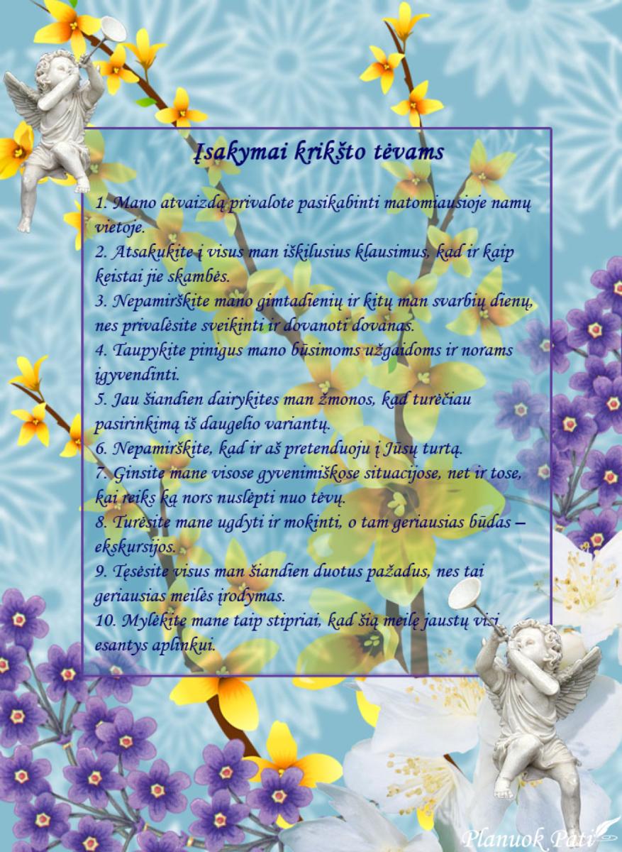 Krikšto vaiko įsakymai krikšto tėvams