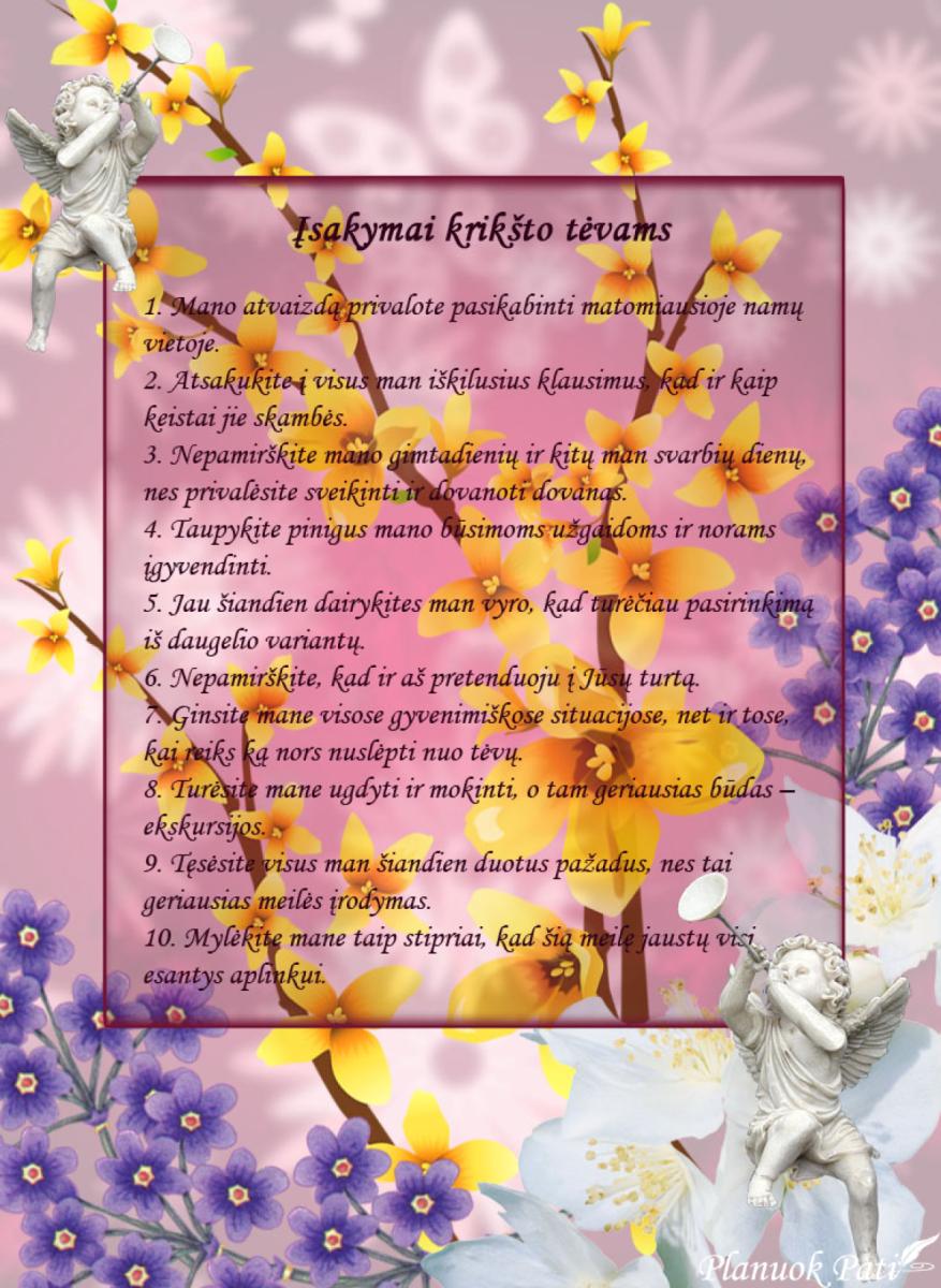 Krikšto vaiko įsakymai krikšto tėvams