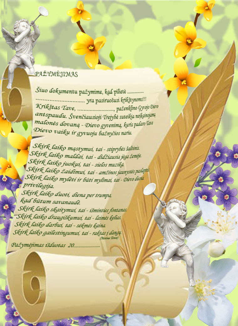 Krikštynų pažymėjimas