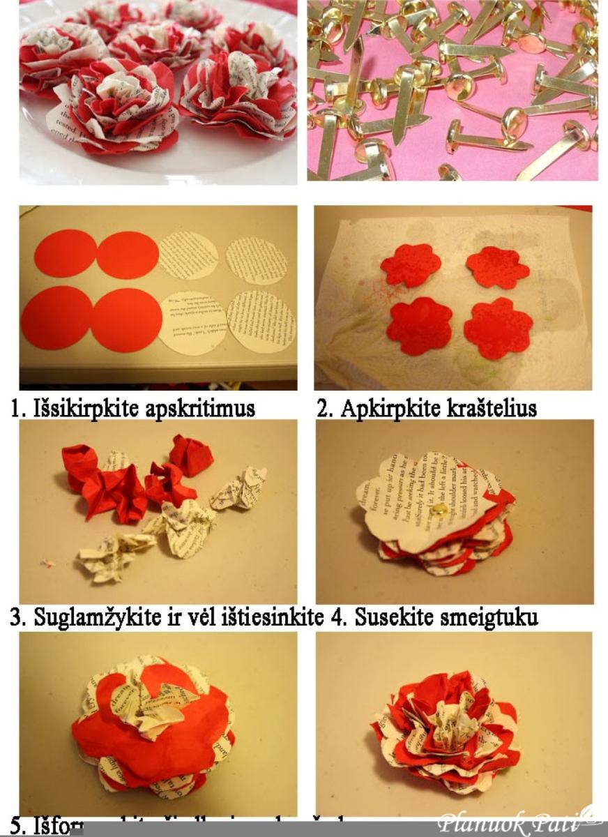 3D popierinės rožės