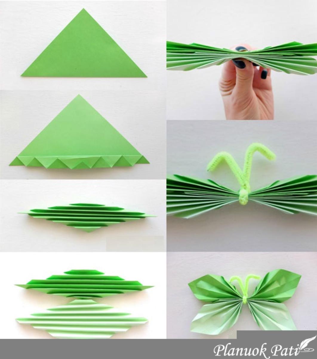 Drugeliai išlankstyti iš popieriaus