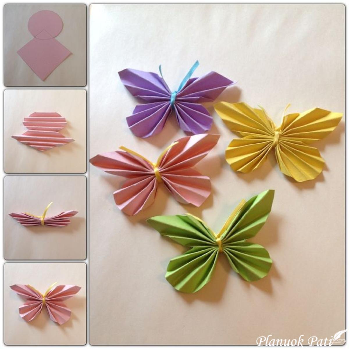 Drugeliai išlankstyti iš popieriaus