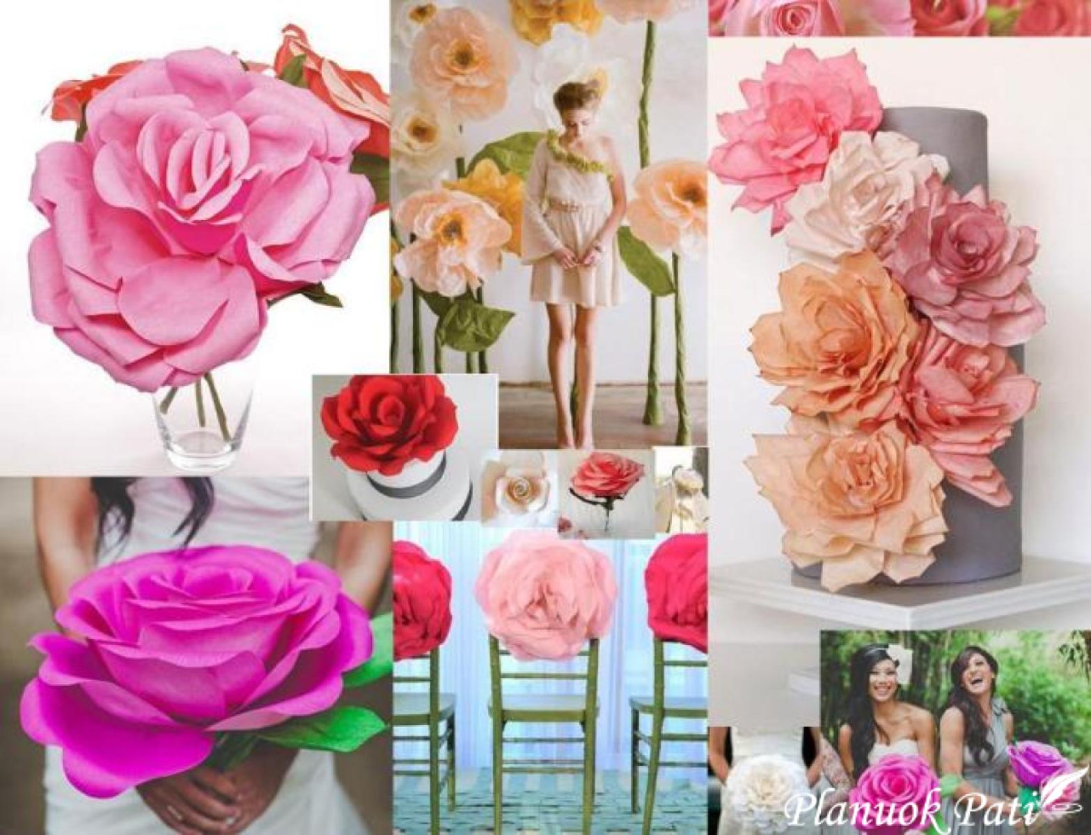 Vestuvių dekoracija - 3D gėlės