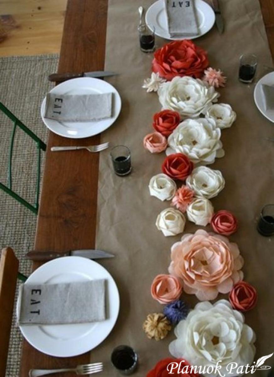 Vestuvių dekoracija - 3D gėlės