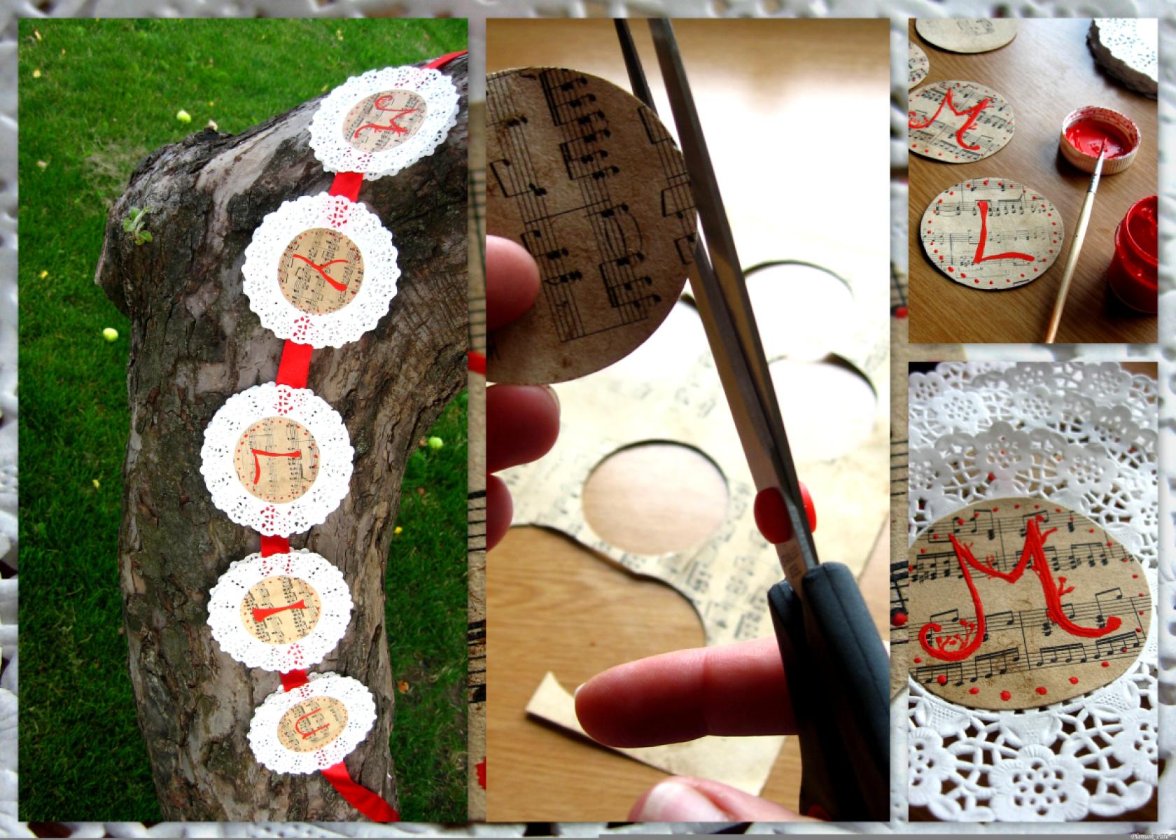 Girlianda iš ažūrinių servetėlių