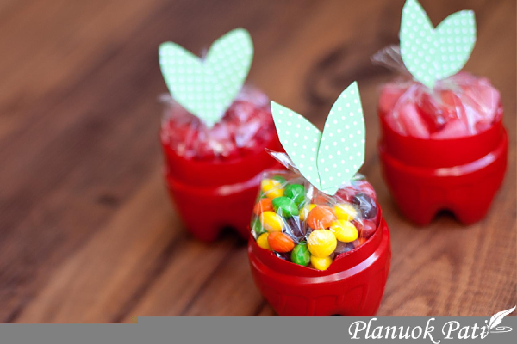 Plastikinis obuolys - dovanų dėžutė