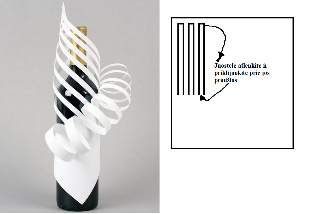 Butelio dekoravimas A4 formato lapu