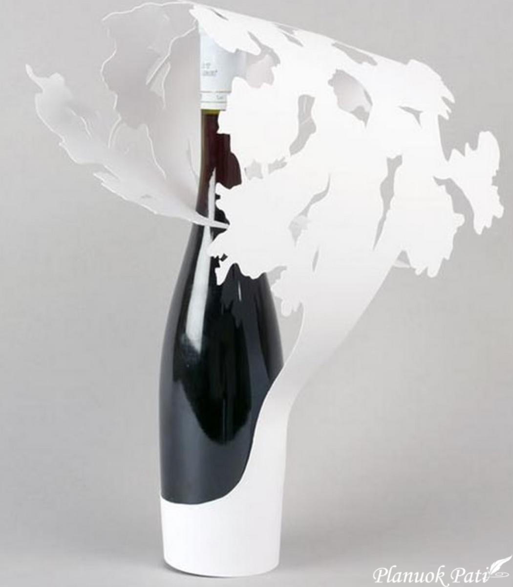 Butelio dekoravimas A4 formato lapu