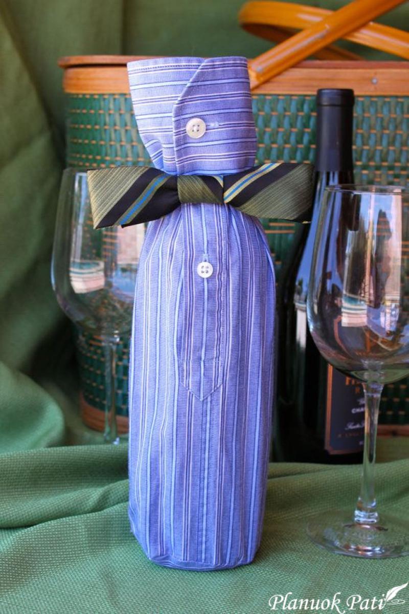 Butelio dekoravimas nebereikalingais rūbais