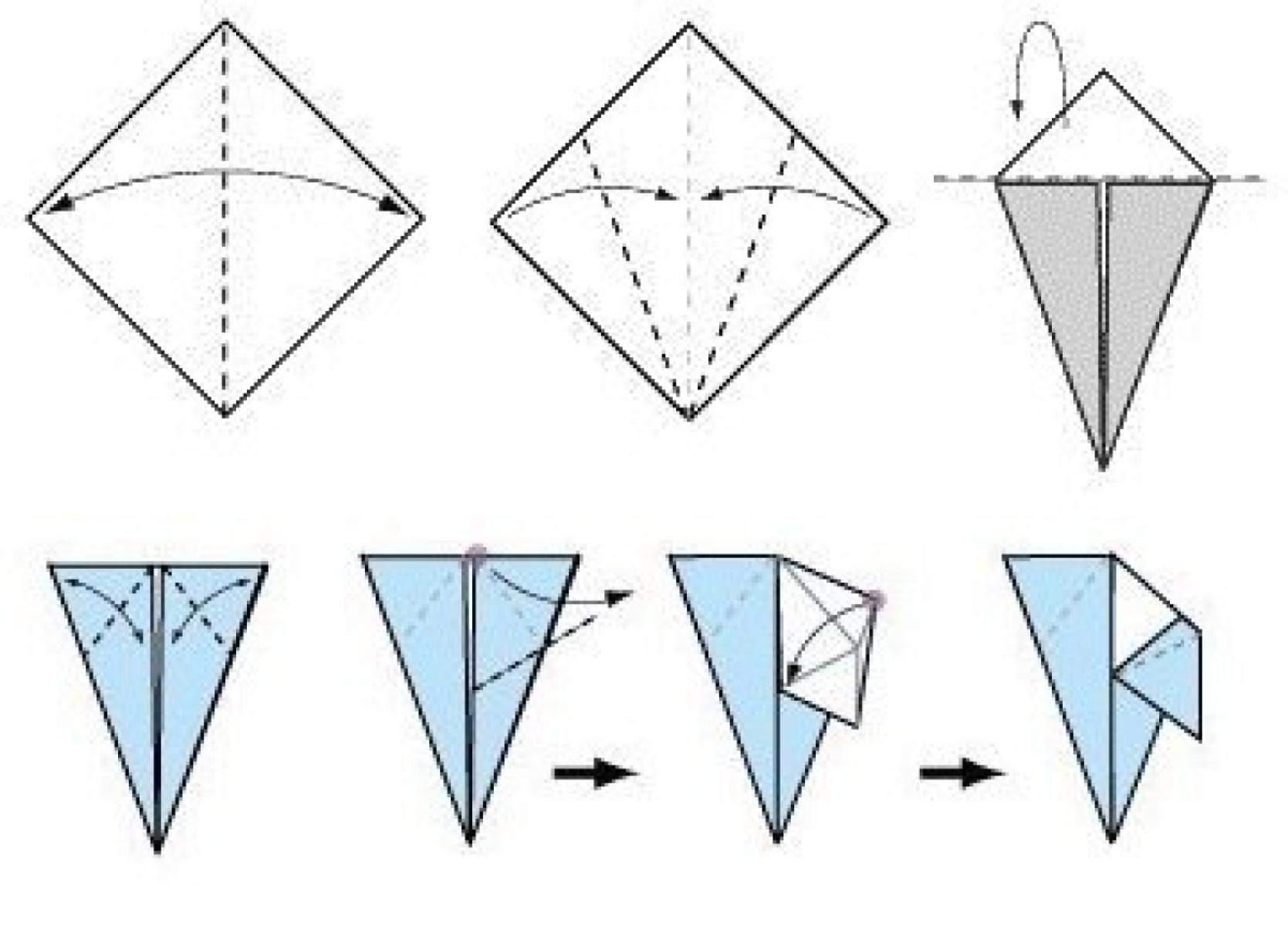 Origami paukštelis vardo kortelei
