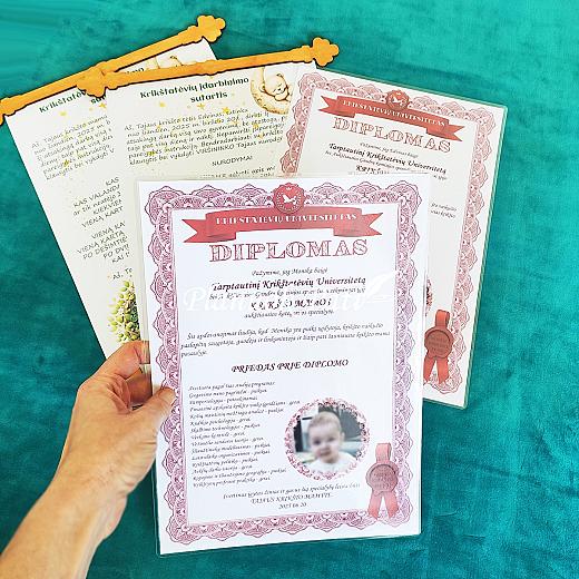 Diplomas ir įdarbinimo sutartis krikšto tėveliams
