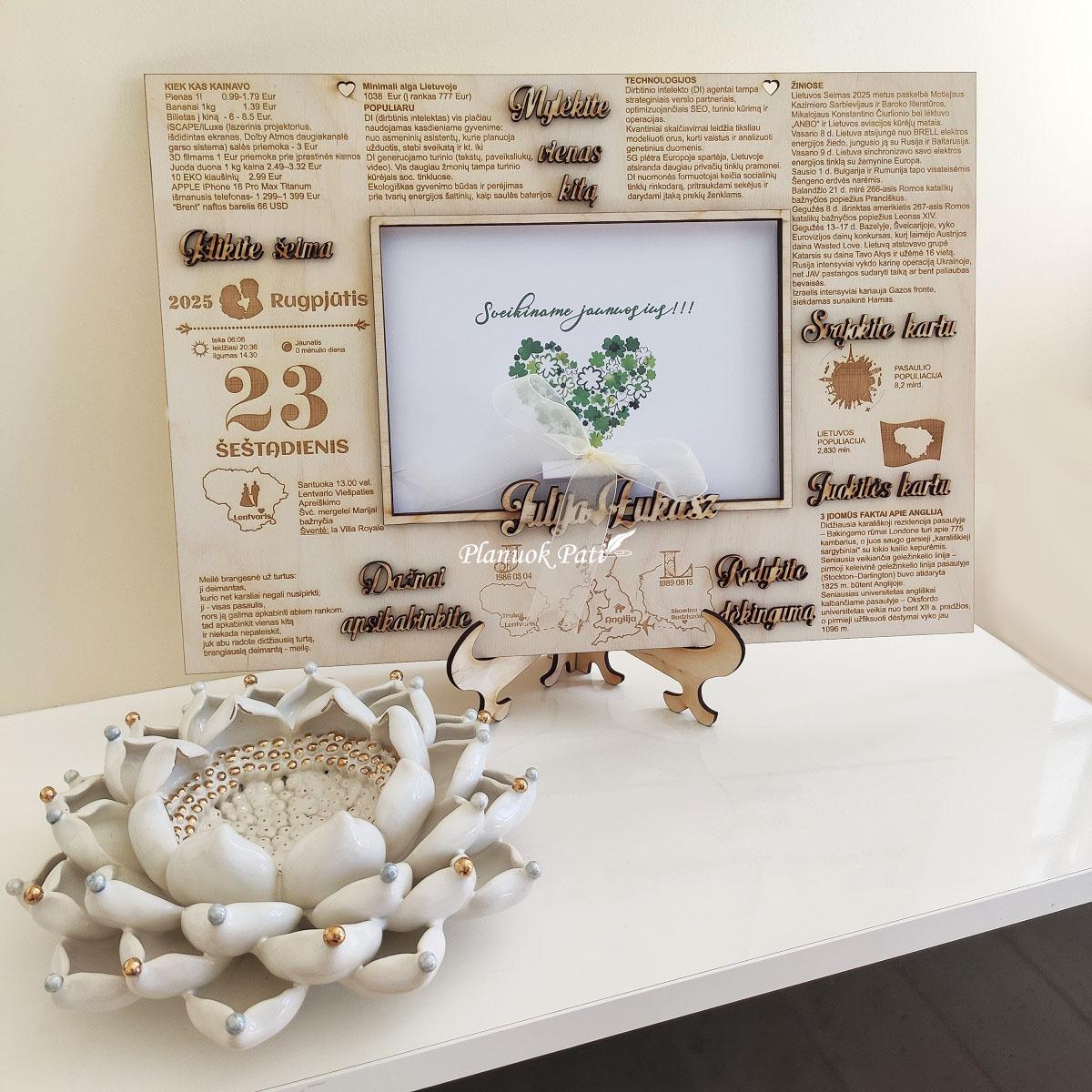 Vestuvių dienos paveikslas pinigams dovanoti