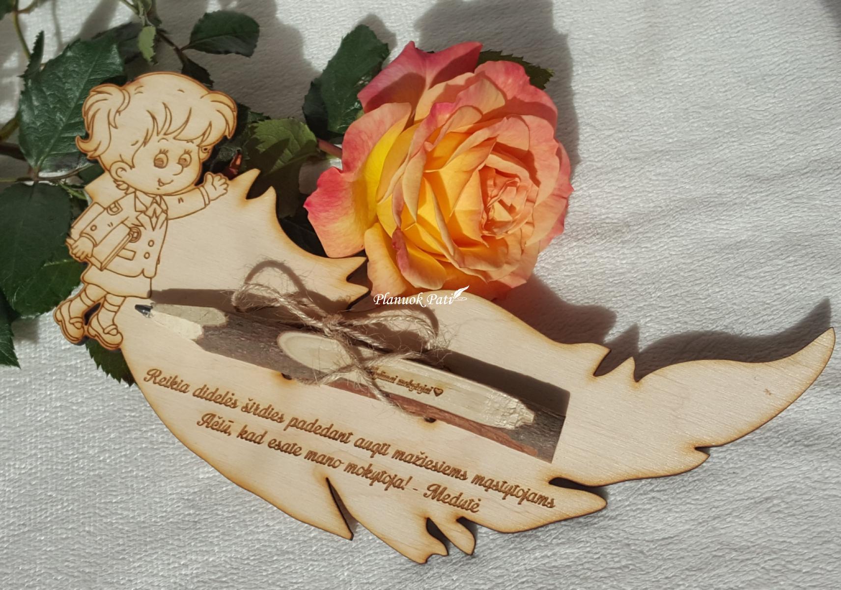 Padėka mokytojui su rašikliu