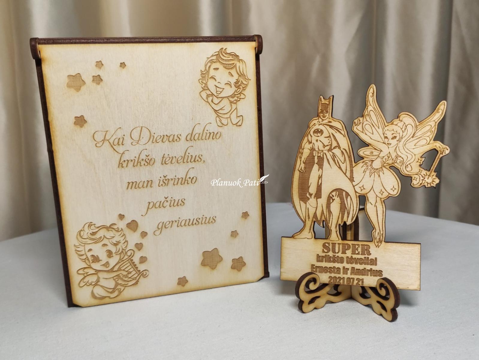 Padėka krikšto tėveliams - magnetukas su stoveliu