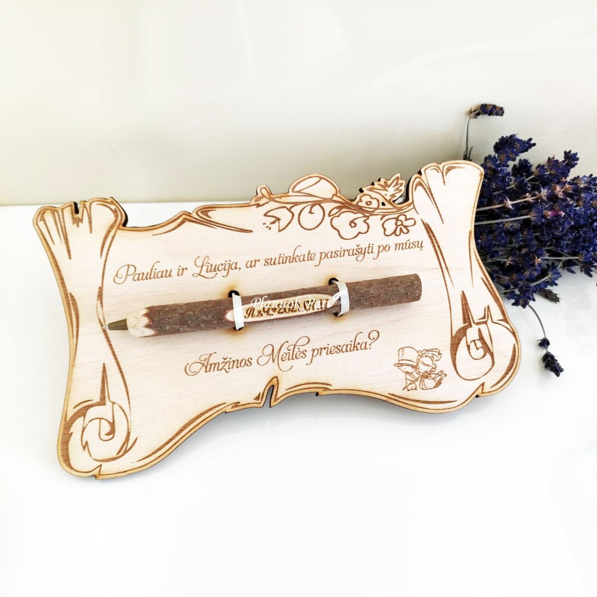 Kvietimas arba padėka su rašikliu