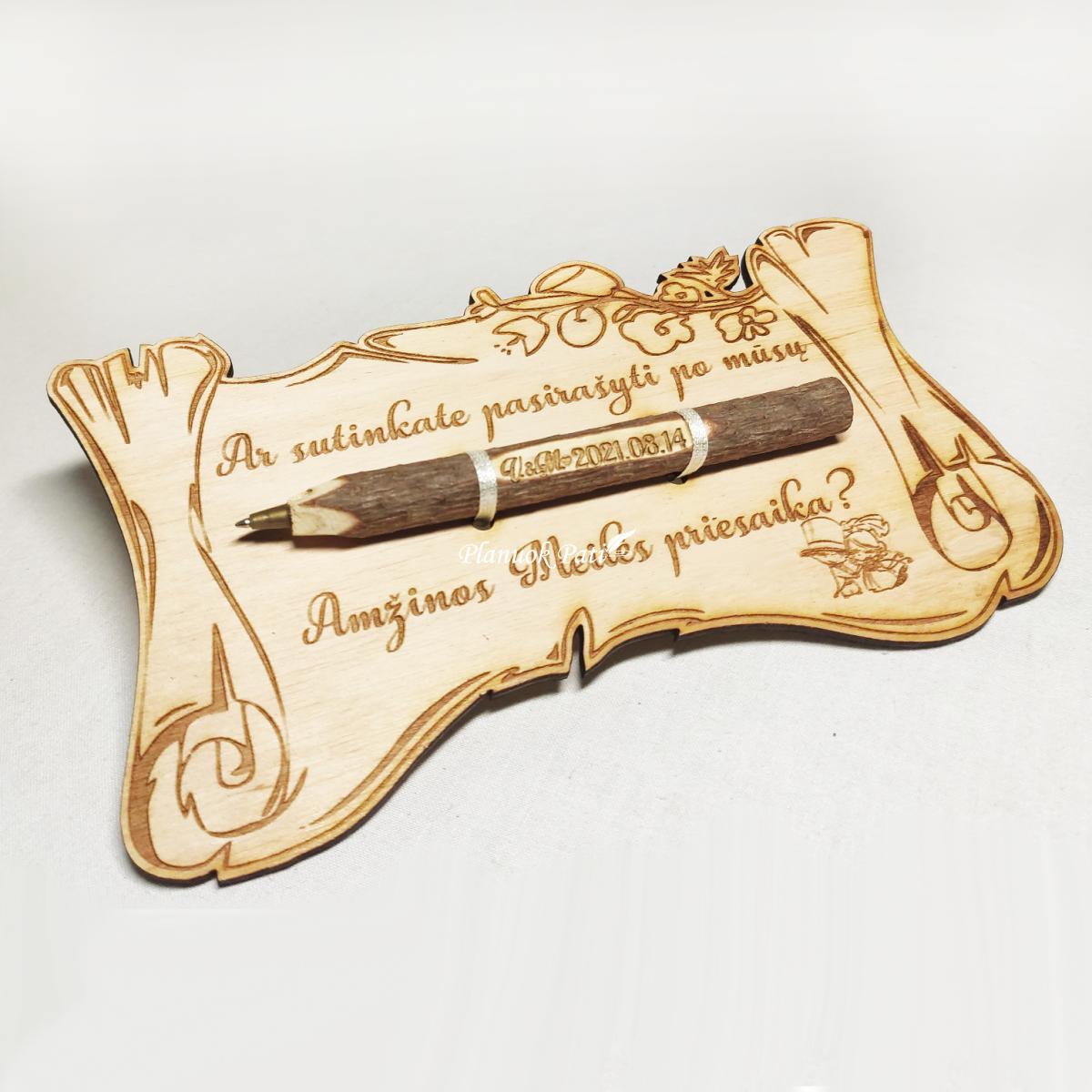 Kvietimas arba padėka su rašikliu