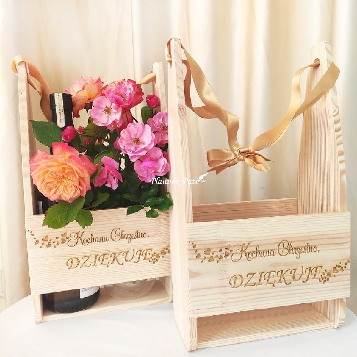 Krepšelis gėrimui ir gėlės vazonėliui